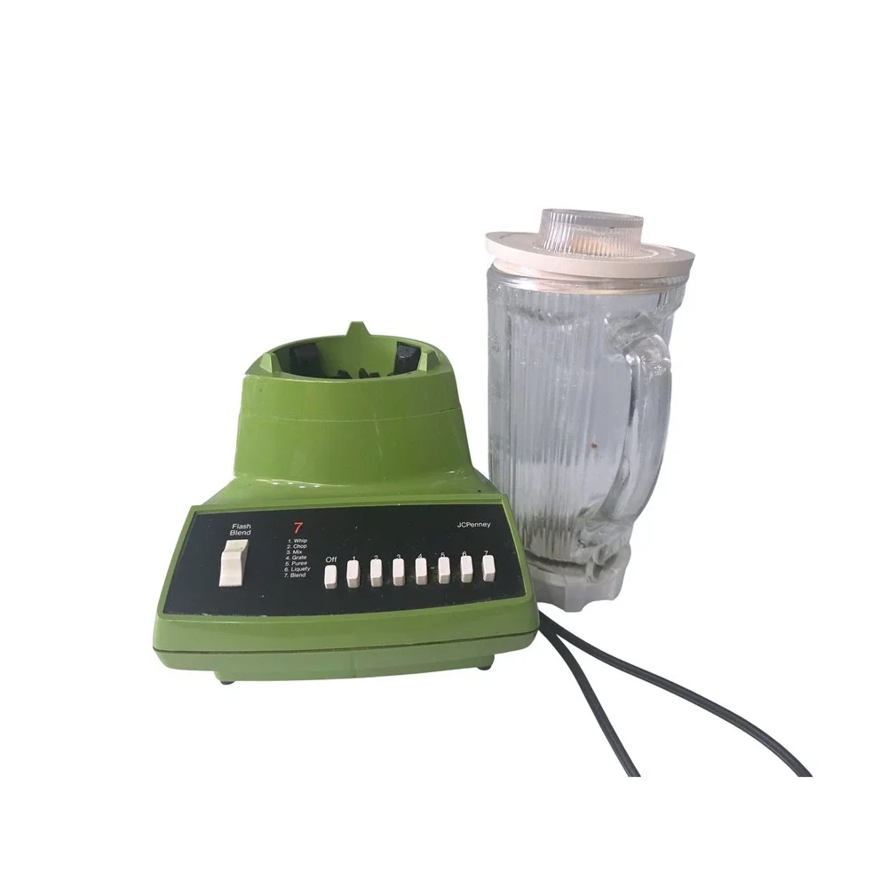 Vintage JCPenney 7-Speed Blender Avocado Green Glass Jar‎ Model 5890 MCM Retro